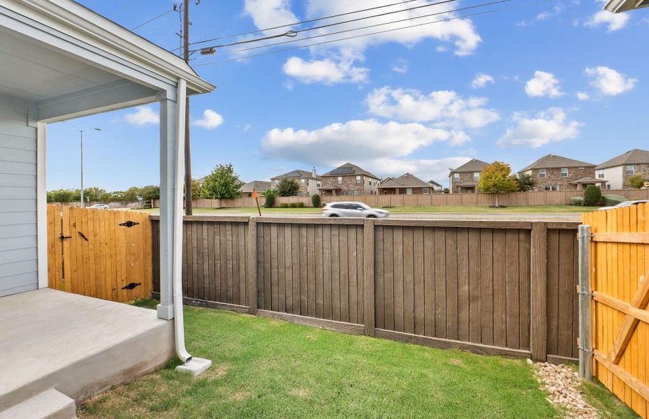 Exterior details and patio area of a home in Northpoint at Old Settlers, Round Rock (Image 26).