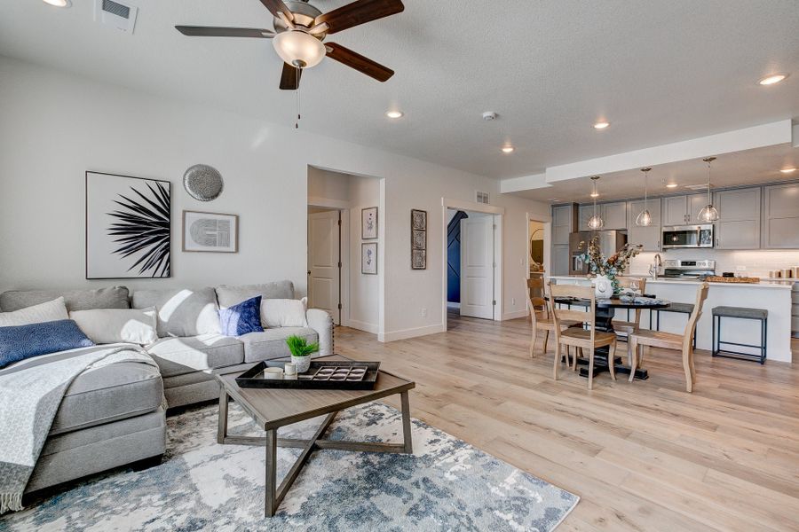 Representative furnished interior of a home built from the The Cambridge by Landmark Homes in The Lakes at Centerra, Loveland (Image 2).