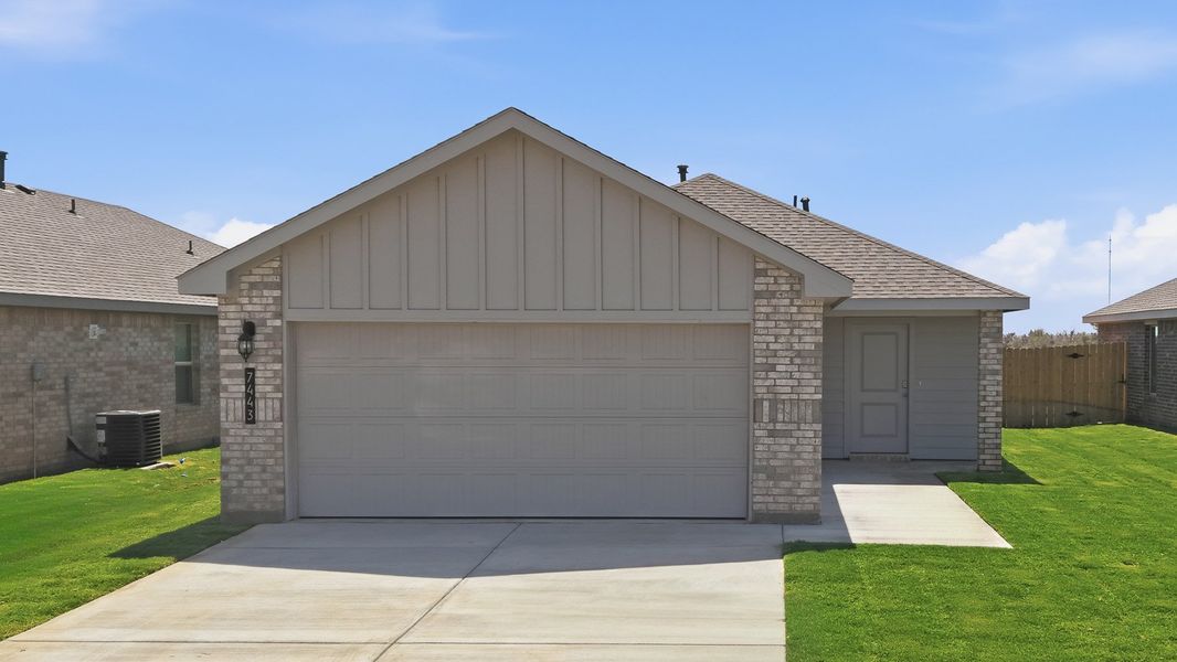 Front exterior of a new home in Terra Vista, Lubbock, TX, highlighting curb appeal (Image 1). Front exterior of a new home in Terra Vista, Lubbock, TX, highlighting curb appeal (Image 1).