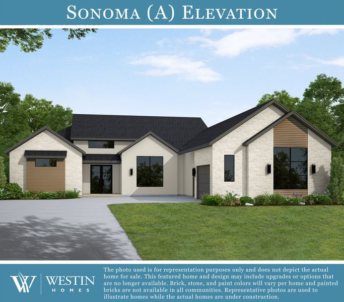 Representative exterior photo of a completed home built from the The Sonoma by Westin Homes in ARTAVIA®, Conroe, TX (Image 22).