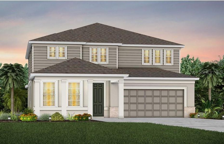 Exterior Design. Artistic rendering for this new construction home. Pictures are for illustrative purposes only. Elevations, colors and options may vary.