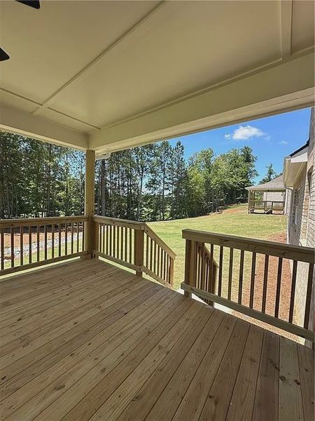 Exterior details and patio area of a home in Mirror Lake at South Harbour, Villa Rica (Image 3).