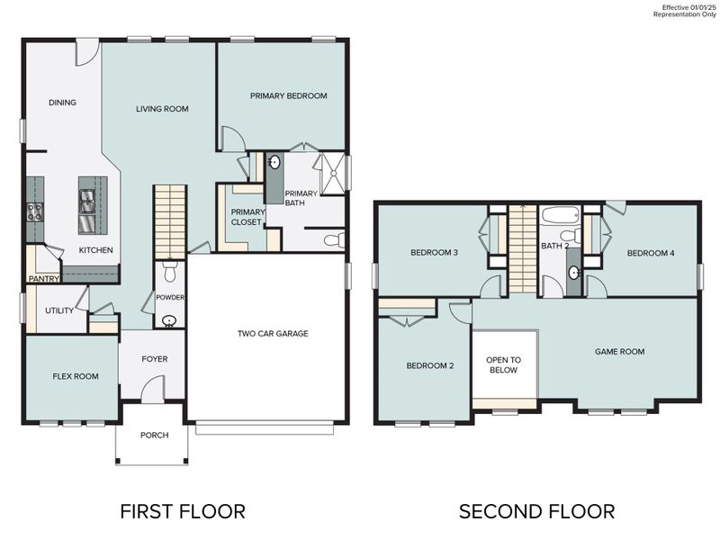 2D floor plan layout of this home in Casetta Ranch, Kyle, TX (Image 2). 2D floor plan layout of this home in Casetta Ranch, Kyle, TX (Image 2).