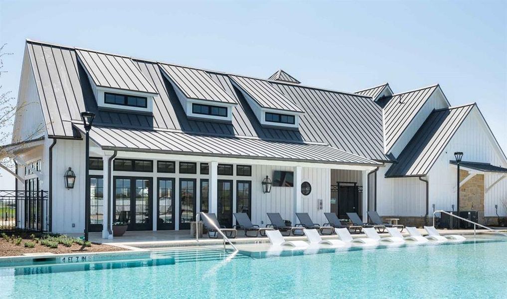 Front exterior of a new home in Sandbrock Ranch, Aubrey, TX, highlighting curb appeal (Image 2). Front exterior of a new home in Sandbrock Ranch, Aubrey, TX, highlighting curb appeal (Image 2).