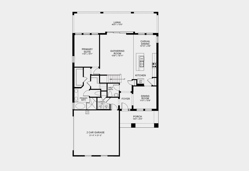 2D floor plan layout for the Lorenzo by Taylor Morrison in Osprey Cove, St. Marys, GA (Image 3). 2D floor plan layout for the Lorenzo by Taylor Morrison in Osprey Cove, St. Marys, GA (Image 3).