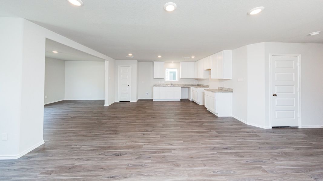 Family Room to Dining Area, Kitchen, and Flex Room Family Room to Dining Area, Kitchen, and Flex Room