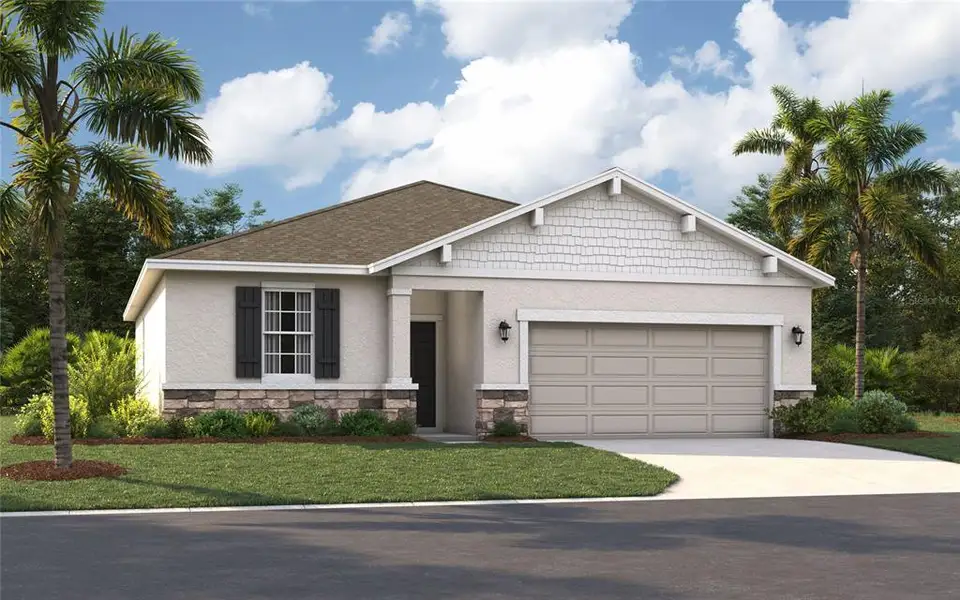 Front exterior of a new home in , Tavares, FL, highlighting curb appeal (Image 1). Front exterior of a new home in , Tavares, FL, highlighting curb appeal (Image 1).