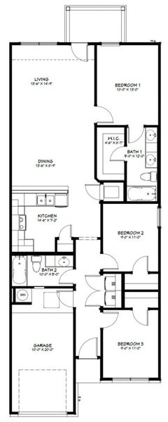2D floor plan layout of this home in College Park Townhomes, Troy, TX (Image 3). 2D floor plan layout of this home in College Park Townhomes, Troy, TX (Image 3).