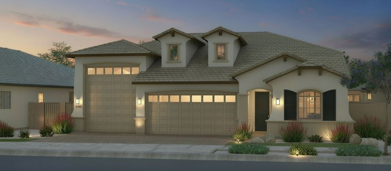 Representative exterior photo of a completed home built from the Tide's Wharf by Fulton Homes in Sonoma Coast, Queen Creek, AZ (Image 4). Representative exterior photo of a completed home built from the Tide's Wharf by Fulton Homes in Sonoma Coast, Queen Creek, AZ (Image 4).
