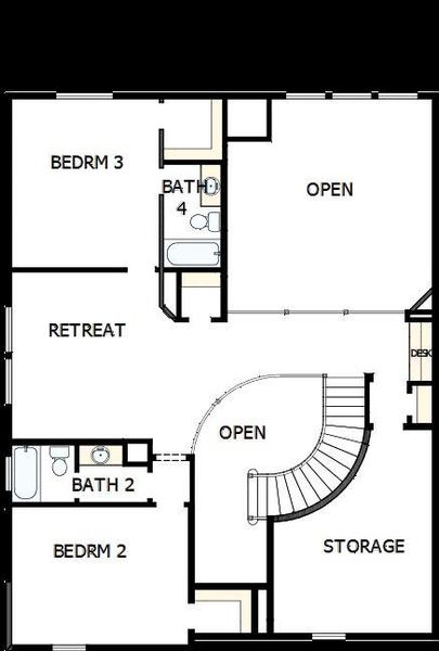 2D floor plan layout of this home in Northshore at Lakewood Village - Classic Series, Lakewood Village, TX (Image 4).