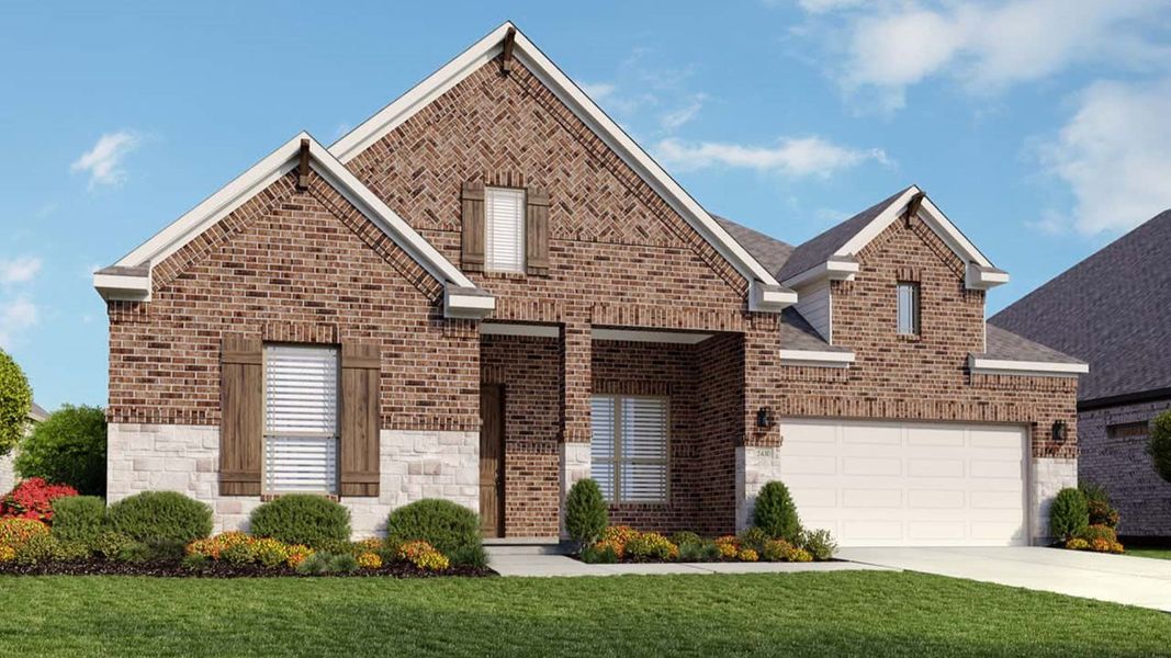 Representative exterior photo of a completed home built from the Tulane by DRB Homes in Retreat at San Gabriel, Georgetown, TX (Image 2). Representative exterior photo of a completed home built from the Tulane by DRB Homes in Retreat at San Gabriel, Georgetown, TX (Image 2).