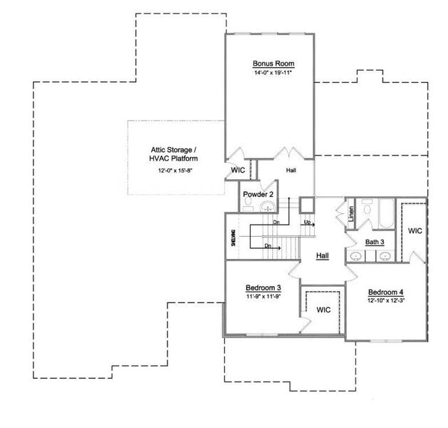 2D floor plan layout for the Paxton by Niblock Homes in Cordera, Concord, NC (Image 4).
