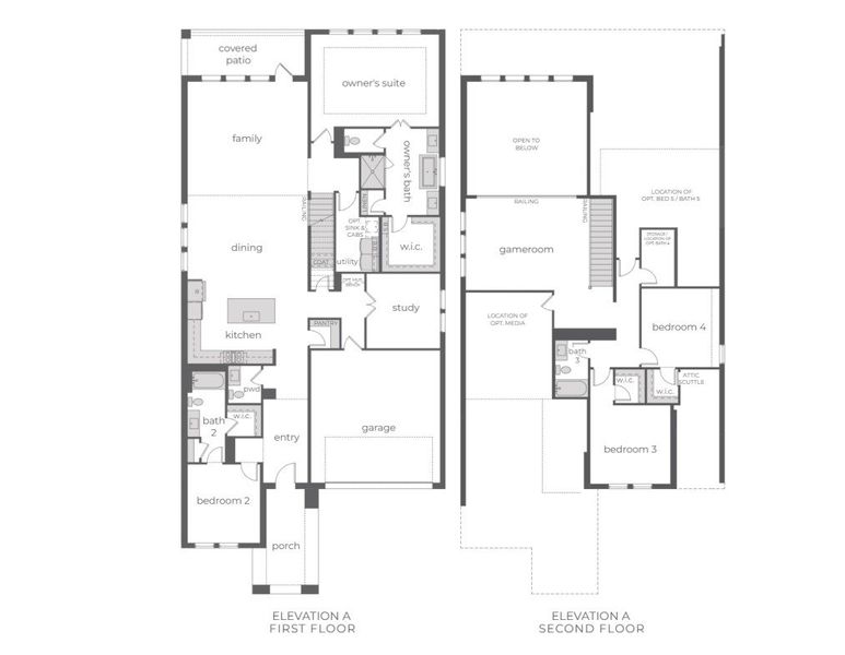 2D floor plan layout of this home in Village on Main Street, Frisco, TX (Image 3). 2D floor plan layout of this home in Village on Main Street, Frisco, TX (Image 3).