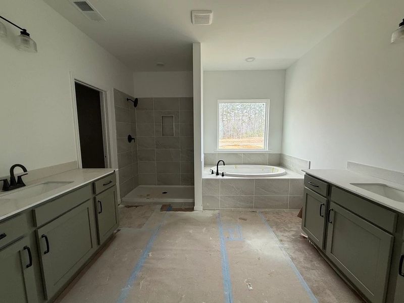 Primary Bath featuring the AW Collection® Rosemary - Organic textures meet bold design.