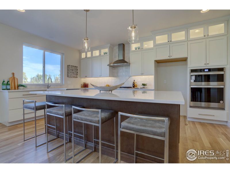 Large kitchen island with seating space