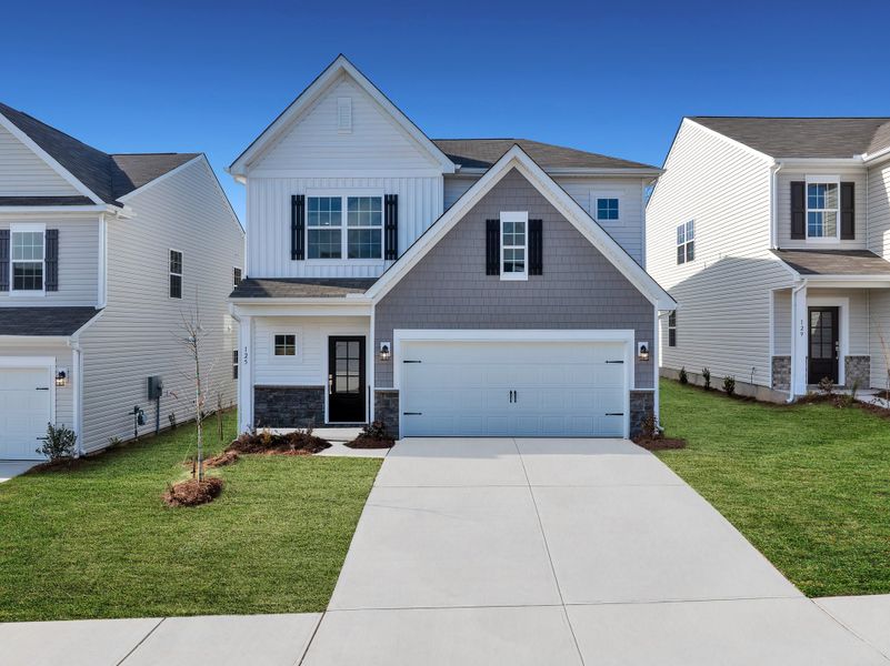 Front exterior of a new home in Neely Park, Woodruff, SC, highlighting curb appeal (Image 1). Front exterior of a new home in Neely Park, Woodruff, SC, highlighting curb appeal (Image 1).