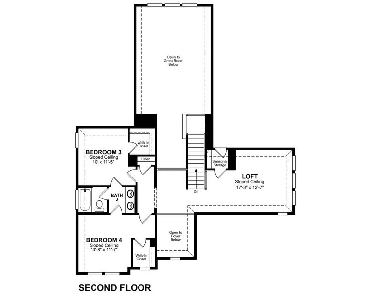2D floor plan layout for the Vanderbilt by Beazer Homes in Legacy, League City, TX (Image 4).