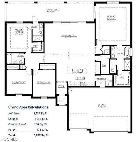 2D floor plan layout of this home in Cape Coral, Cape Coral, FL (Image 5).