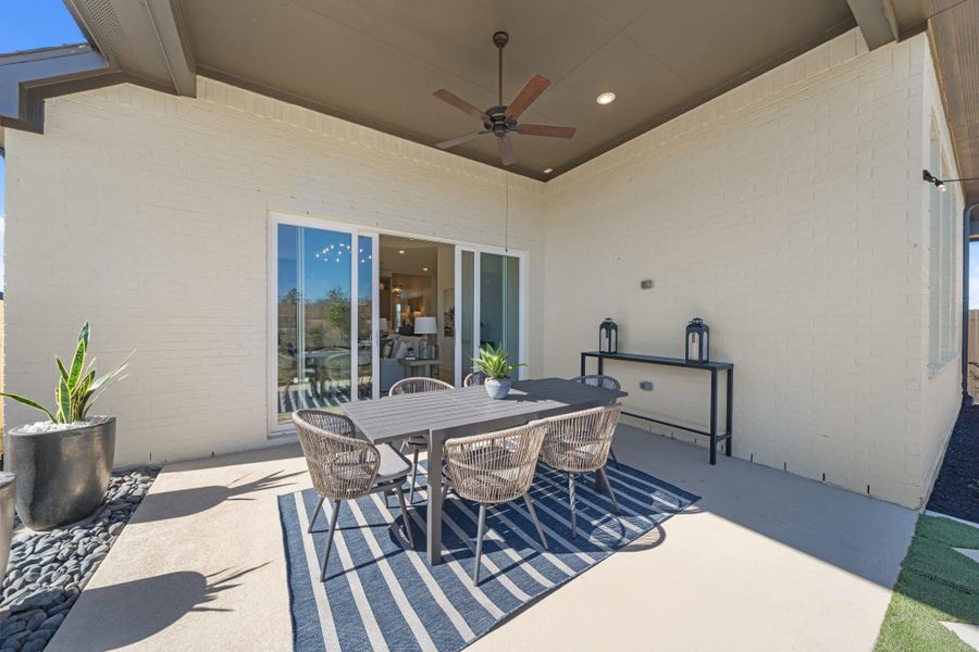 Exterior details and patio area of a home in The Grove at Blackhawk, Pflugerville (Image 32).