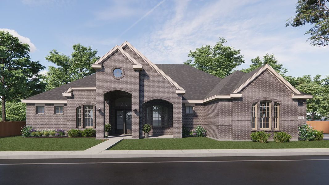 Representative exterior photo of a completed home built from the Catania by Chesmar Homes in Homestead Estates, Sunnyvale, TX (Image 21).