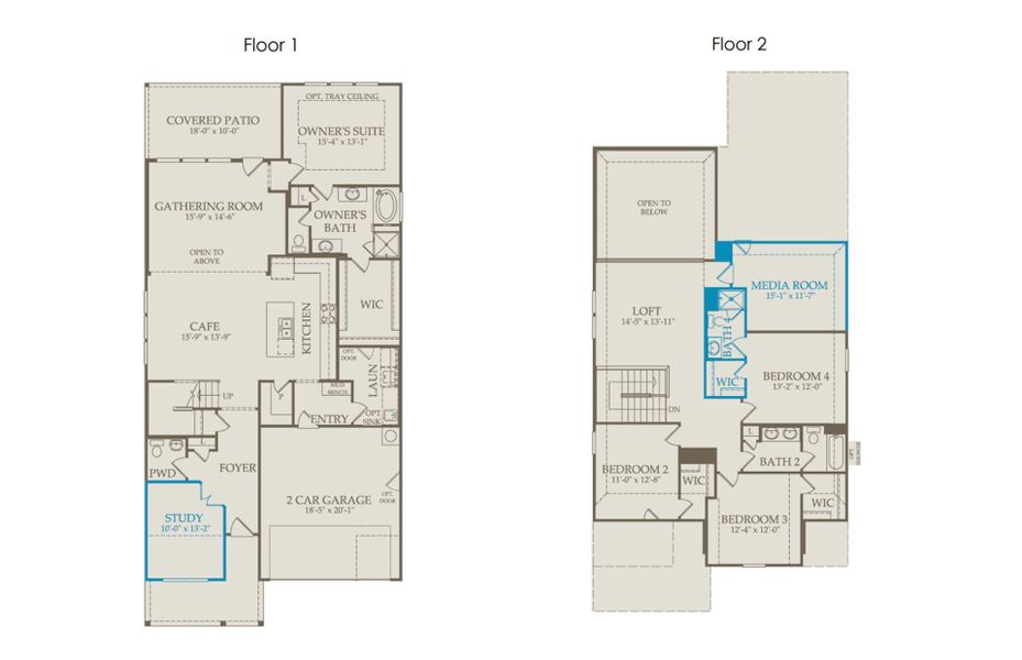 2D floor plan layout of this home in Wilson Creek Meadows, Weston, TX (Image 3).