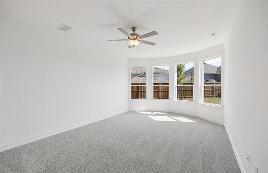 Primary suite with bay windows