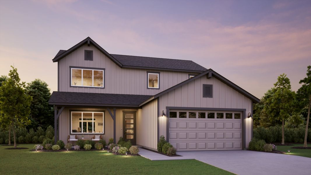 Representative exterior photo of a completed home built from the Metolius by MonteVista Homes in Feather Ridge, Redmond, OR (Image 8).