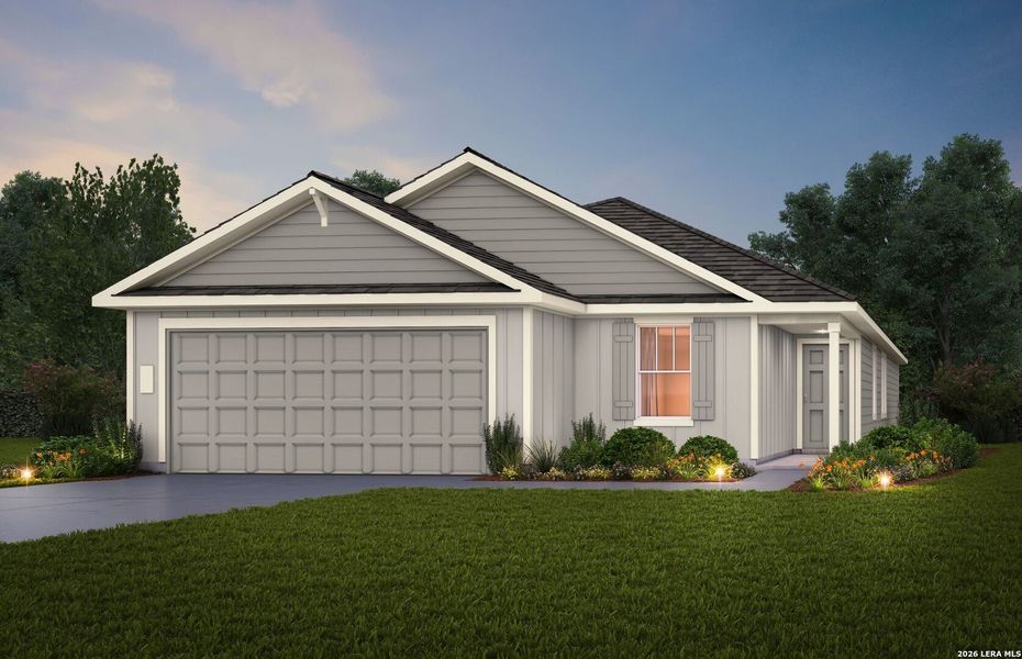 Front exterior of a new home in Dove Song, Marion, TX, highlighting curb appeal (Image 1). Front exterior of a new home in Dove Song, Marion, TX, highlighting curb appeal (Image 1).