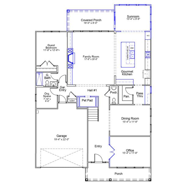 2D floor plan layout of this home in Gates at Windermere, Blythewood, SC (Image 3).