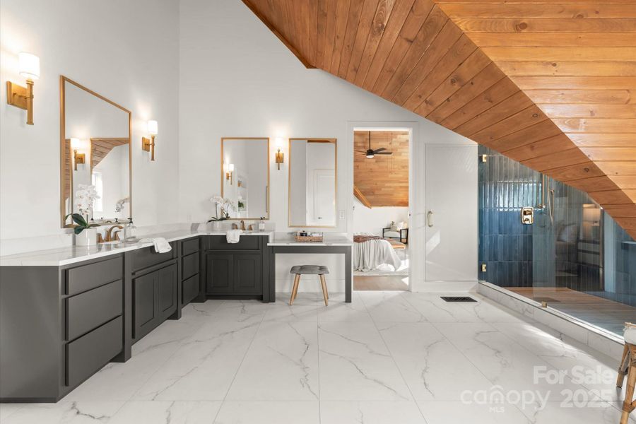 Furnished interior view inside a new home in , Cashiers (Image 38).