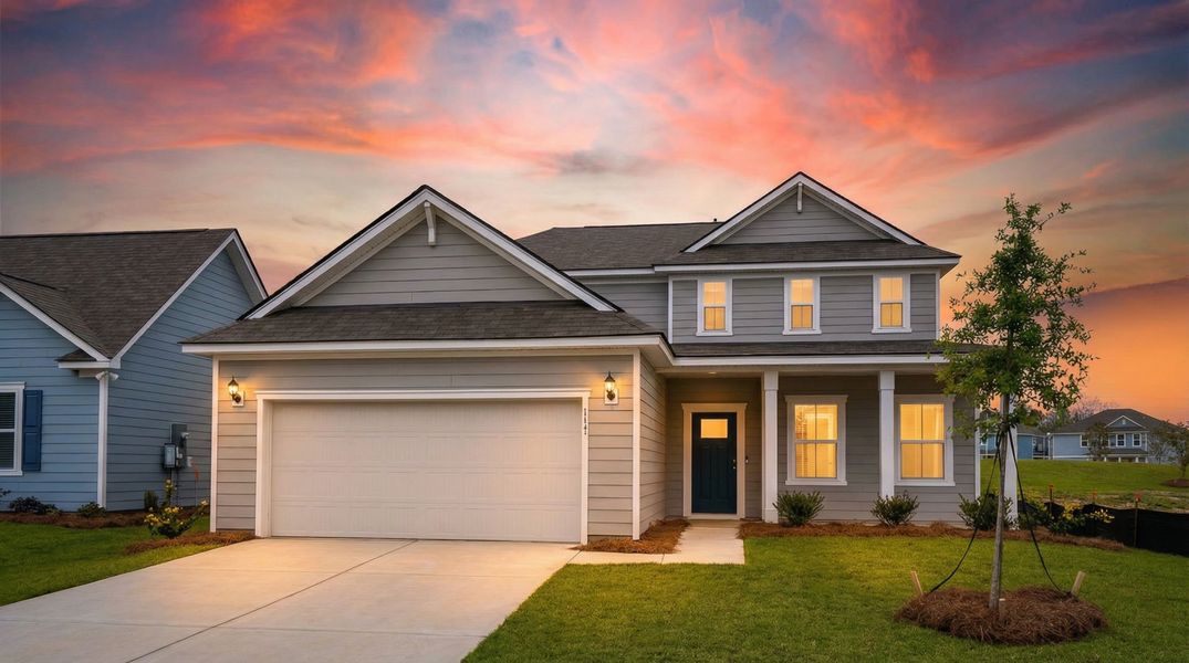 Front exterior of a new home in Monroe Preserve, Chapin, SC, highlighting curb appeal (Image 28).