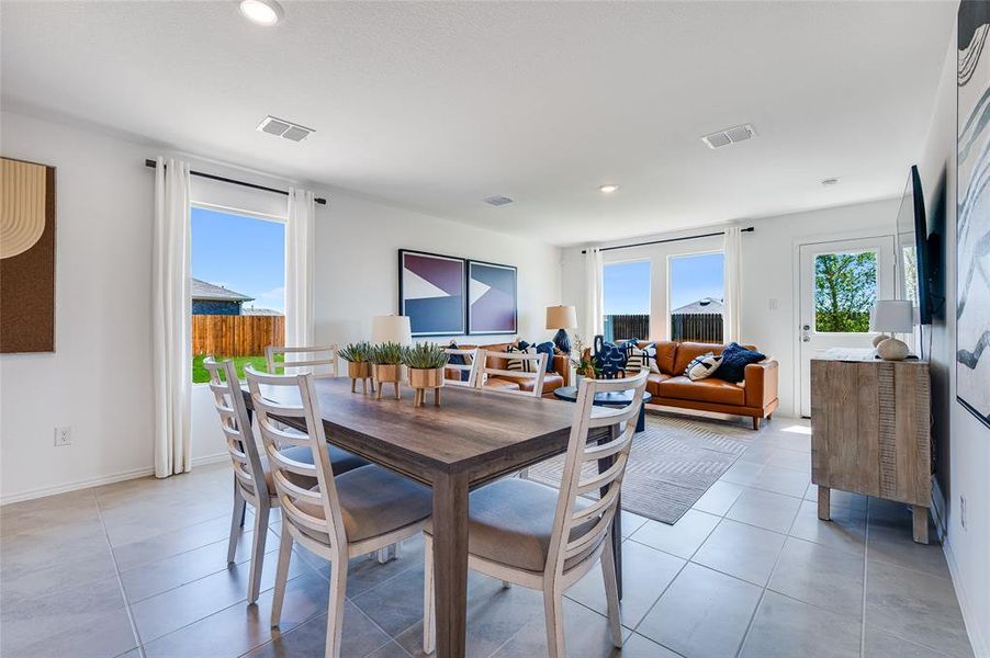 View of tiled dining room