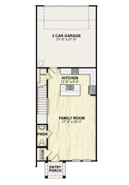 2D floor plan layout of this home in Whaley Grove Townhomes, St. Cloud, FL (Image 3).