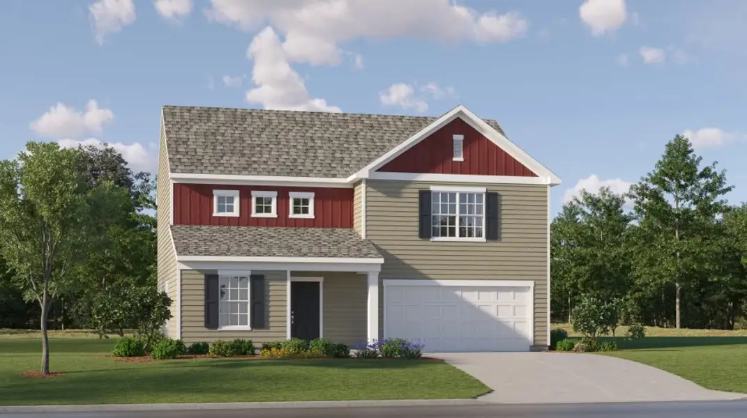 Front exterior of a new home in Creekside Cottages, Bessemer City, NC, highlighting curb appeal (Image 1). Front exterior of a new home in Creekside Cottages, Bessemer City, NC, highlighting curb appeal (Image 1).
