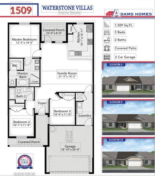 2D floor plan layout of this home in Waterstone Villas, Fort Pierce, FL (Image 5).