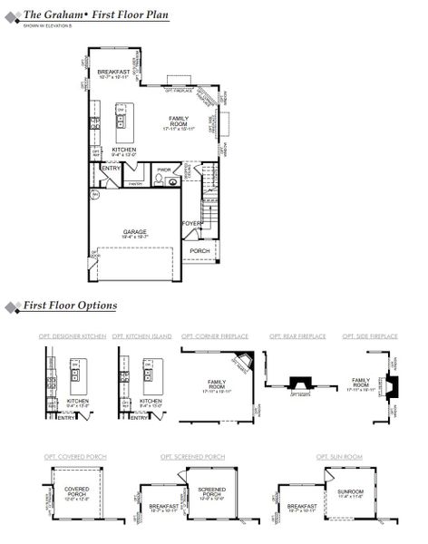 2D floor plan layout for the Graham by Eastwood Homes in Chandler Ridge, McLeansville, NC (Image 3).