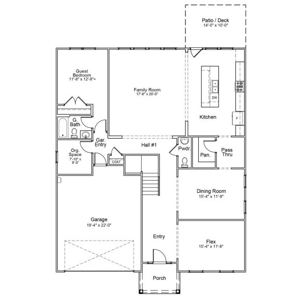 2D floor plan layout for the Yates II - Vanguard Collection by Mungo Homes in Pineland Preserve, Summerville, SC (Image 3).