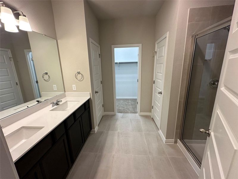 Primary Bath with Dual Vanities & Walk-in Shower