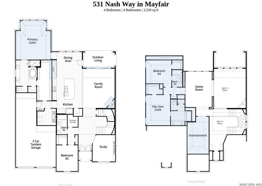 2D floor plan layout of this home in Mayfair, New Braunfels, TX (Image 3).