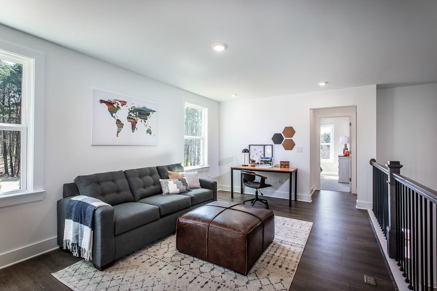 Representative furnished interior of a home built from the Shelby by Beazer Homes in Acacia, Cumming (Image 9). Representative furnished interior of a home built from the Shelby by Beazer Homes in Acacia, Cumming (Image 9).