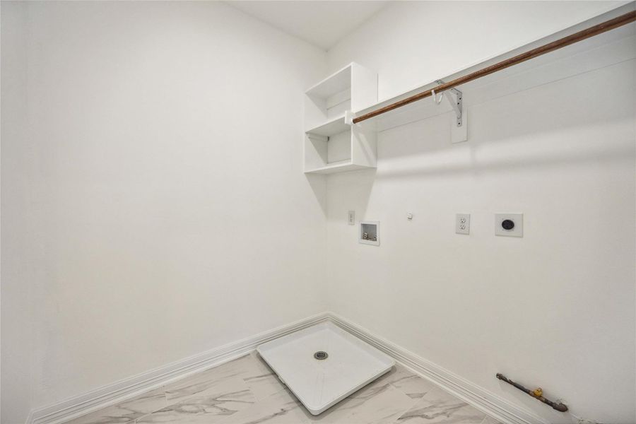 Located on the second floor for maximum efficiency, the 7' x 7' (approx.) laundry room includes both gas and electric dryer hookups.