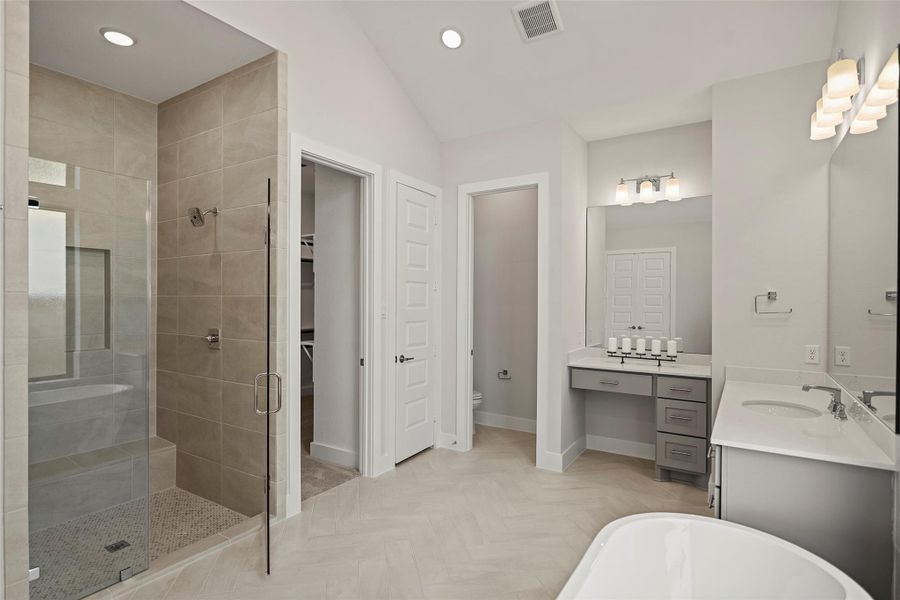 Furnished interior view inside a new home in Bridgeland 70′, Cypress (Image 6).