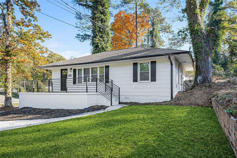 Exterior details and patio area of a home in , Atlanta (Image 3). Exterior details and patio area of a home in , Atlanta (Image 3).