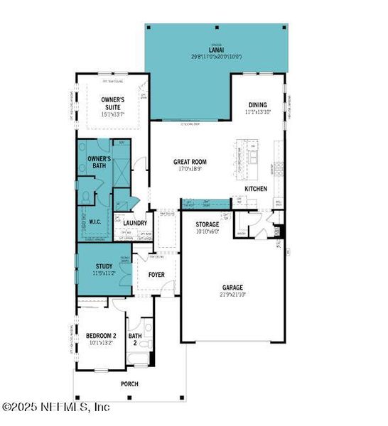 2D floor plan layout of this home in RiverTown - WaterSong, St. Johns, FL (Image 1).
