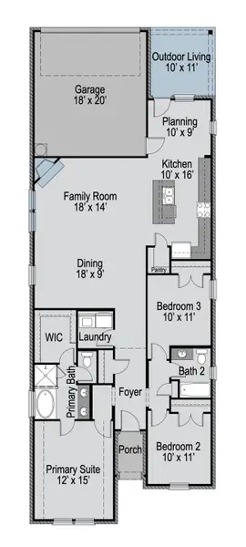 2D floor plan layout of this home in Edgewater, Fate, TX (Image 5).