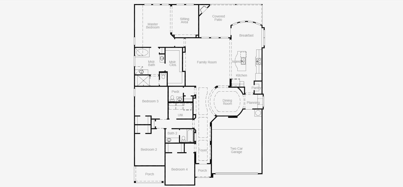 2D floor plan layout for the Toledo Bend II by Coventry Homes in Chaparral Park, Oak Point, TX (Image 3).