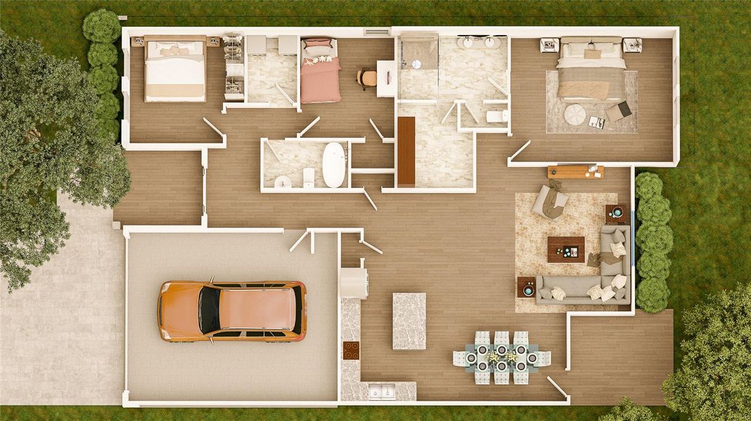 doll house rendering, not exact to be built