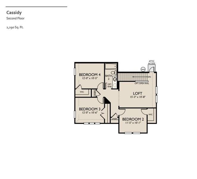 2D floor plan layout of this home in Patterson Ranch, Georgetown, TX (Image 4).