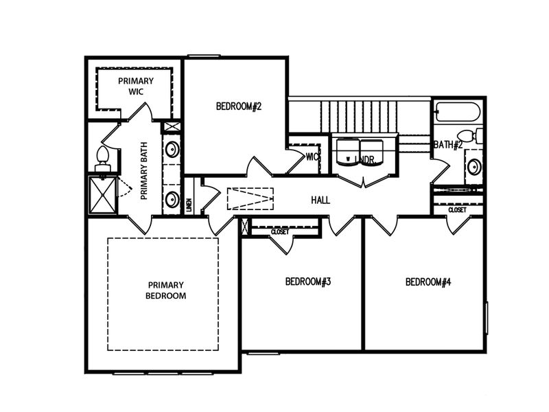 2D floor plan layout for the The Melrose II by My Home Communities in Red Bird Manor, Jefferson, GA (Image 4).