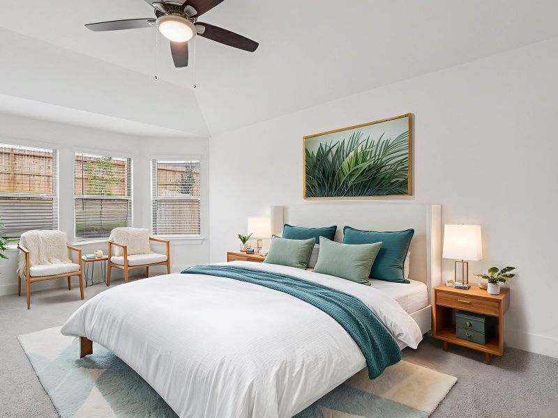 Primary bedroom in the Callaghan floorplan at a Meritage Homes community.